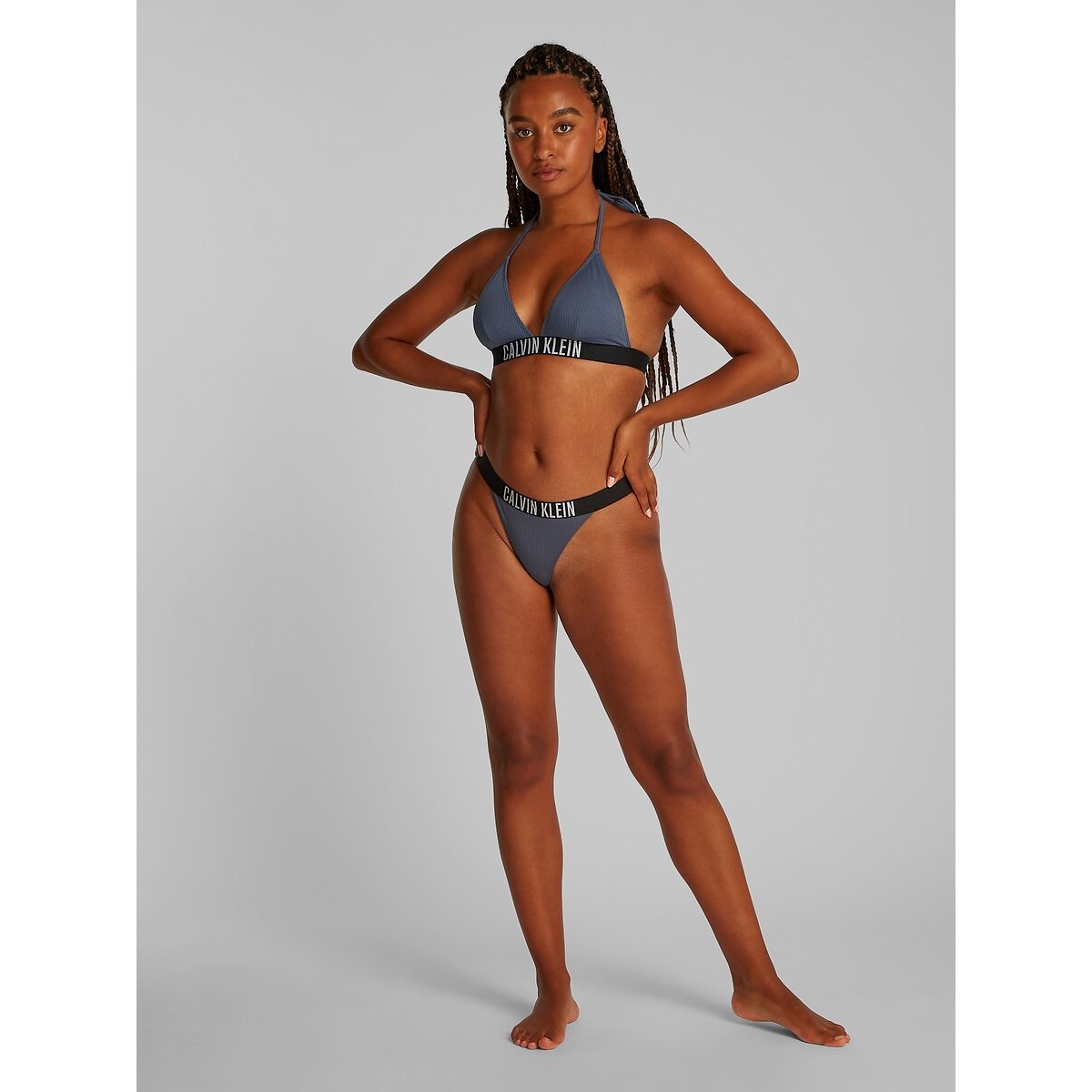 Ribbed Triangle Bikini Top, Intense Power Rib grey, CALVIN KLEIN UNDERWEAR