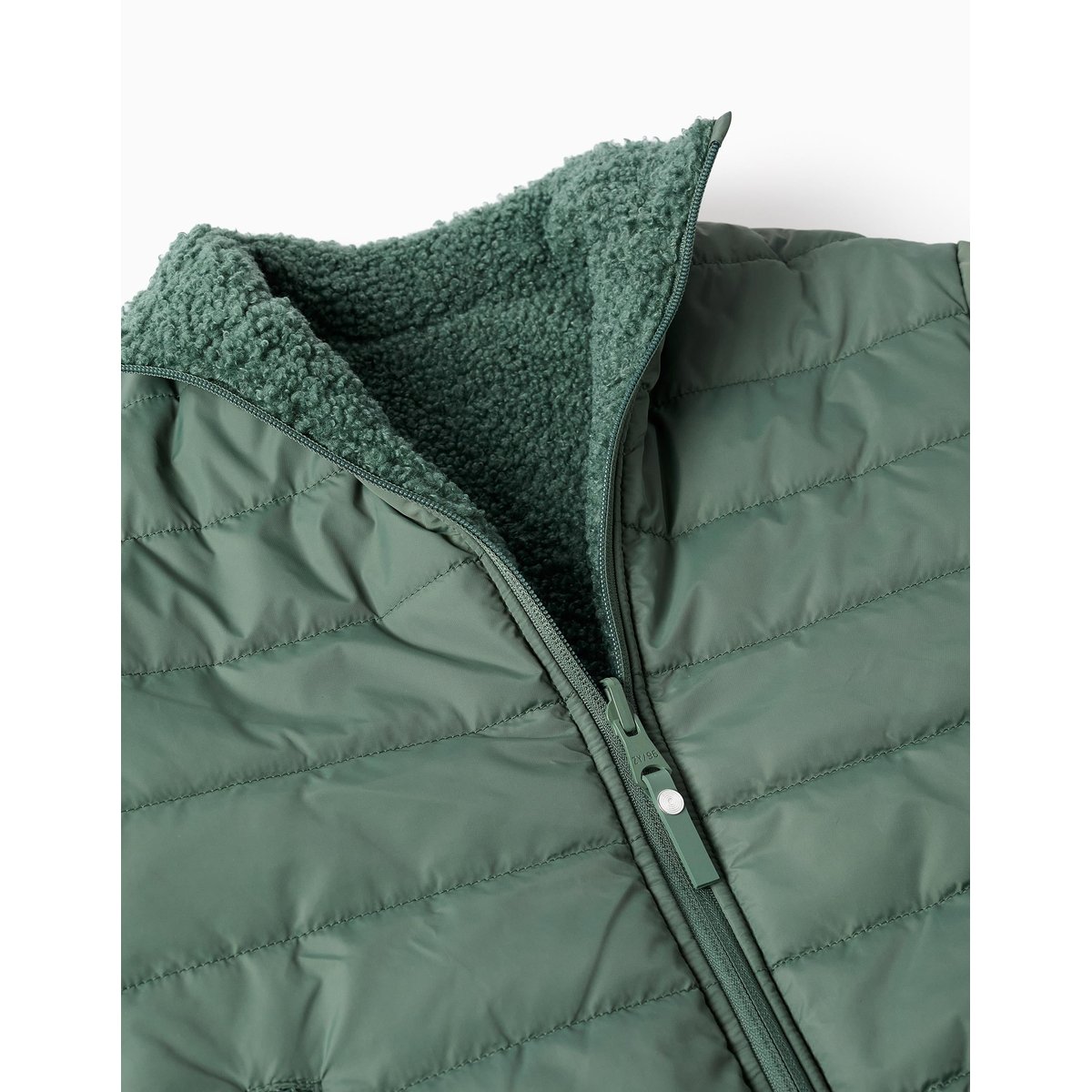 Doudoune réversible avec sherpa vert foncé, ZIPPY