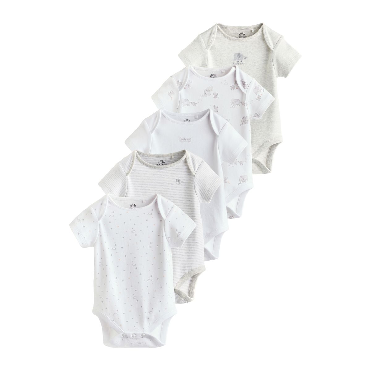 Body bébé à manches courtes, lot de 5 éléphant gris, NEXT