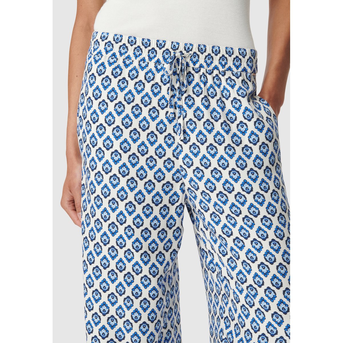 Pantalon large imprimé bleu grisé, IKKS