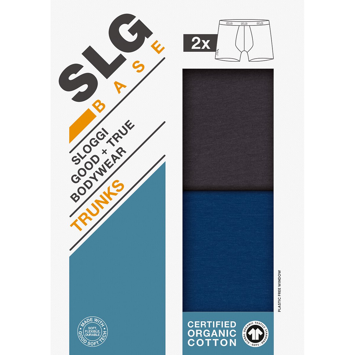 Pack of 2 SLG Base Plain Hipsters grey + navy, SLOGGI
