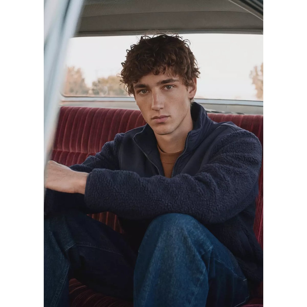 Veste en tissu polaire combiné bleu marine, MANGO TEEN
