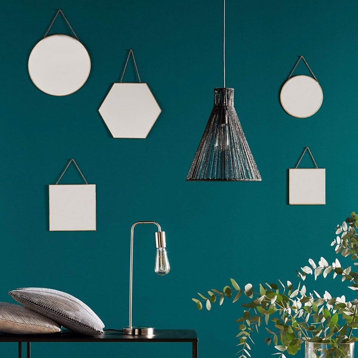Ensemble De 3 Miroirs Hexa Chaîne Noir noir, ATMOSPHERA
