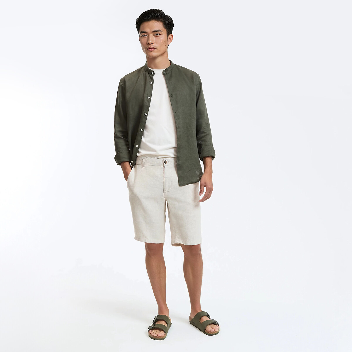 Bermuda en lin beige naturel, LA REDOUTE COLLECTIONS