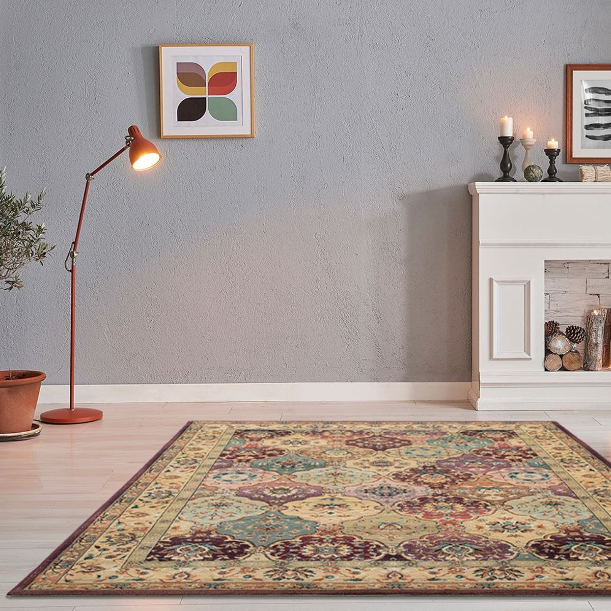 Tapis motif floral - GABIRO rouge, THEKO
