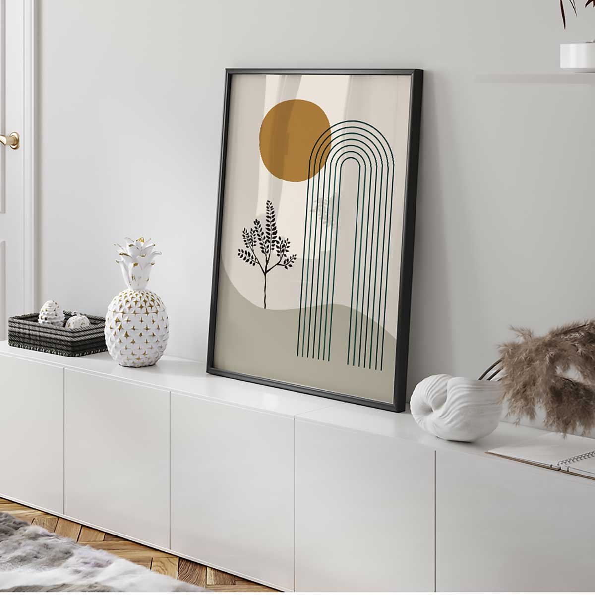 Affiche encadrée arche moderne paysage affiche + cadre en métal - noir, HEXOA