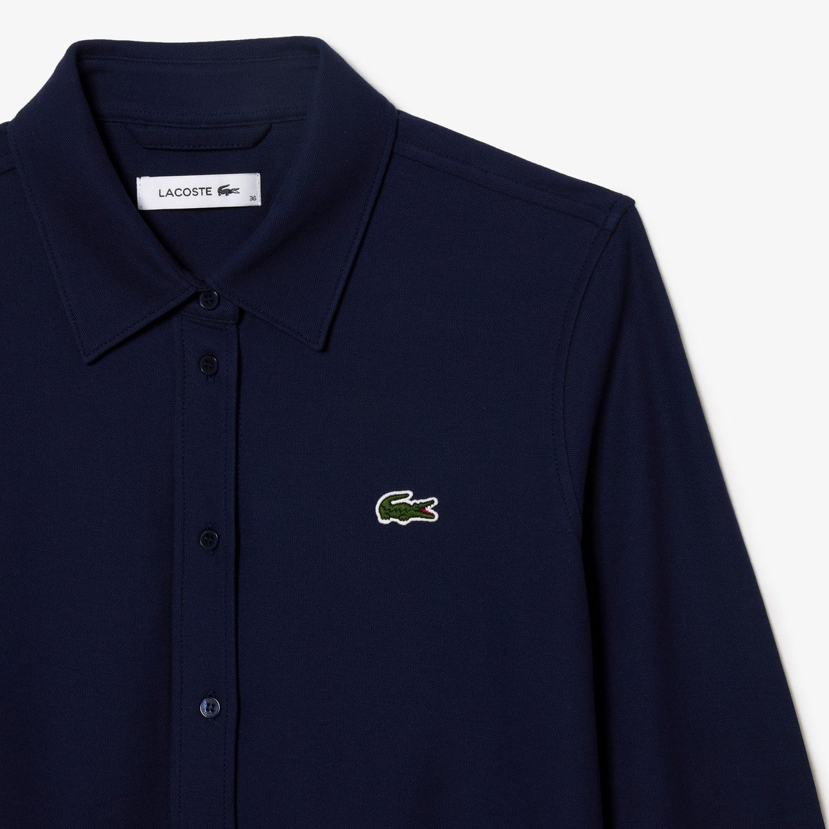 Robe polo avec taille ajustable en piqué de coton bleu-166, LACOSTE