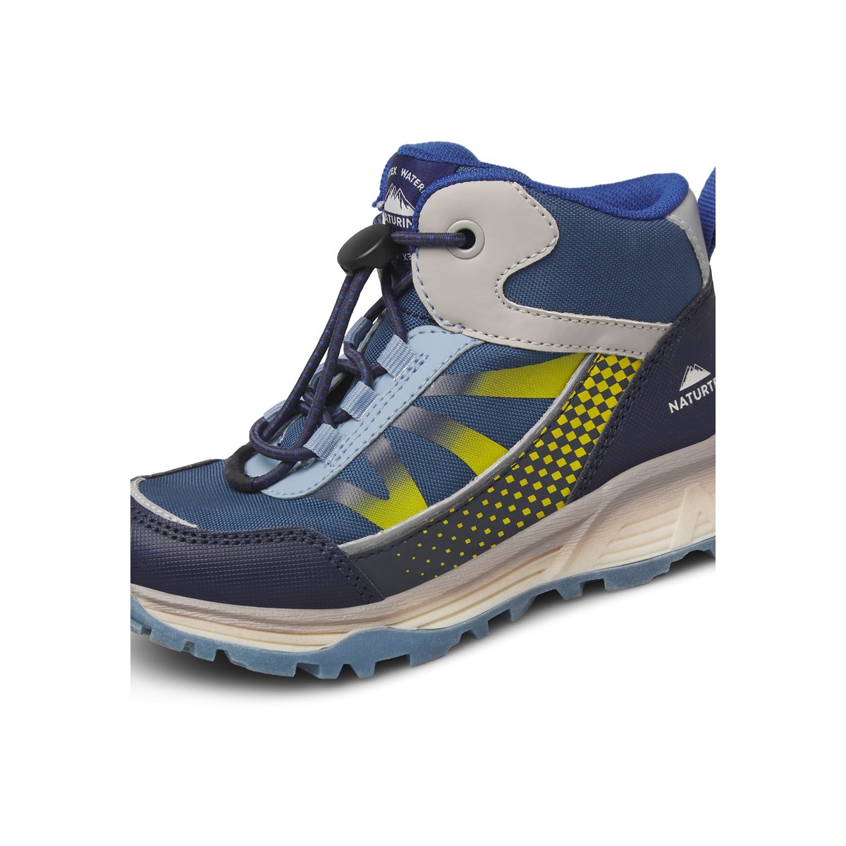 Sneakers en écopelle et tissu DRYFORCE HIGH WP. marine-jaune, NATURINO