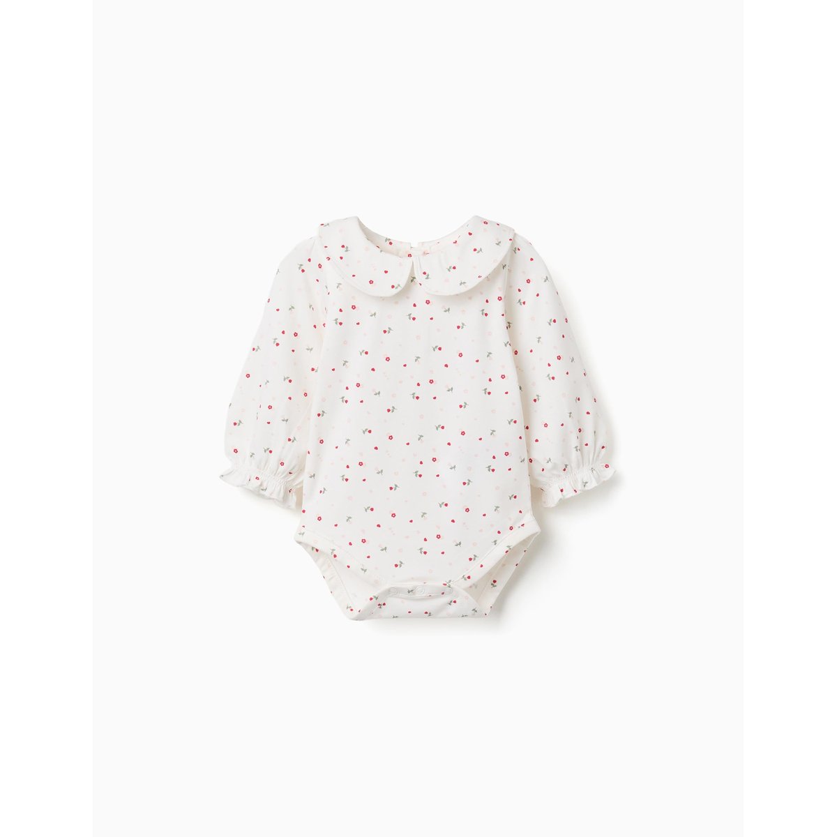 Body en coton à manches longues avec motif fleuri blanc, ZIPPY