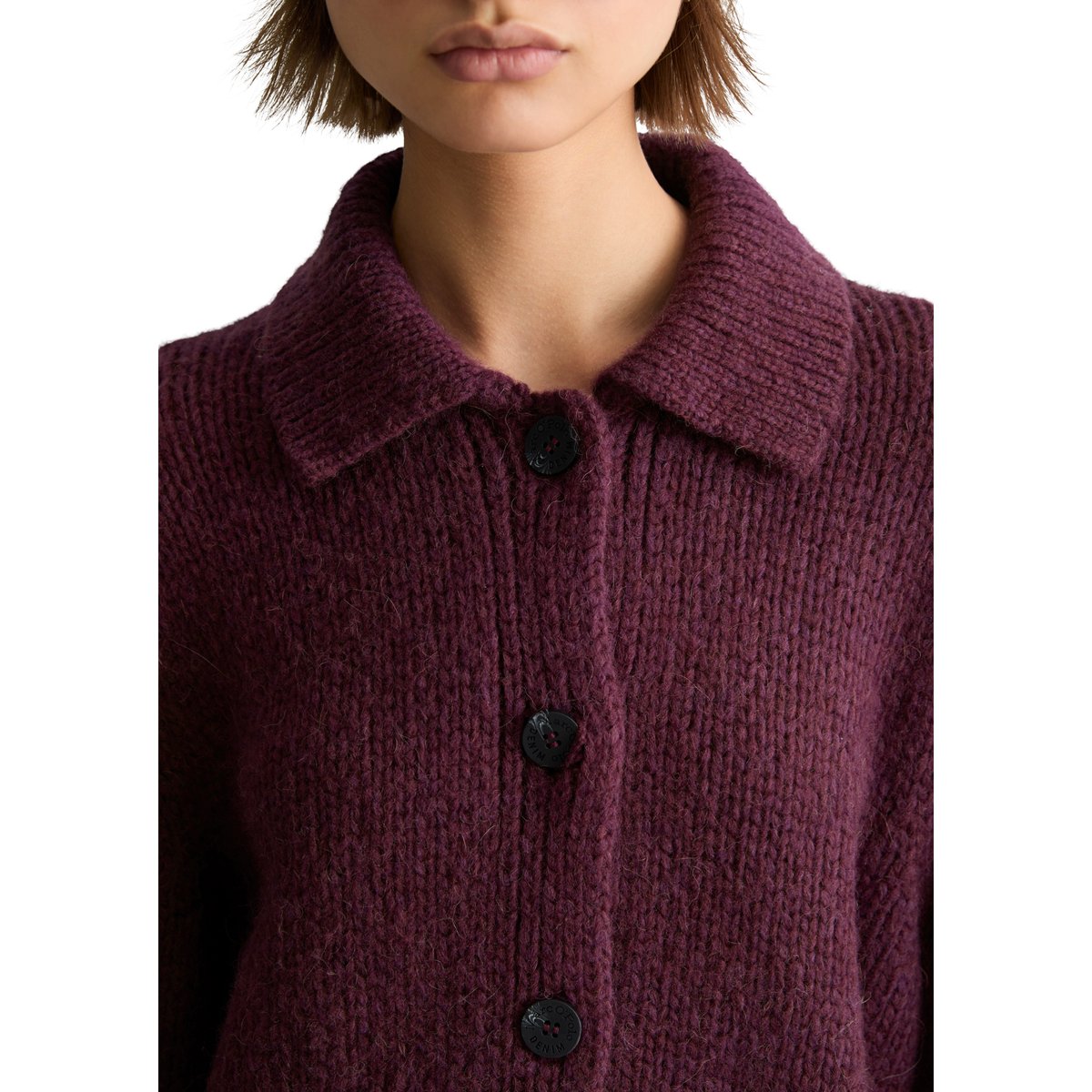 Cardigan épais, coupe classique en mélange de laine vierge douce rouge, MARC O’POLO DENIM
