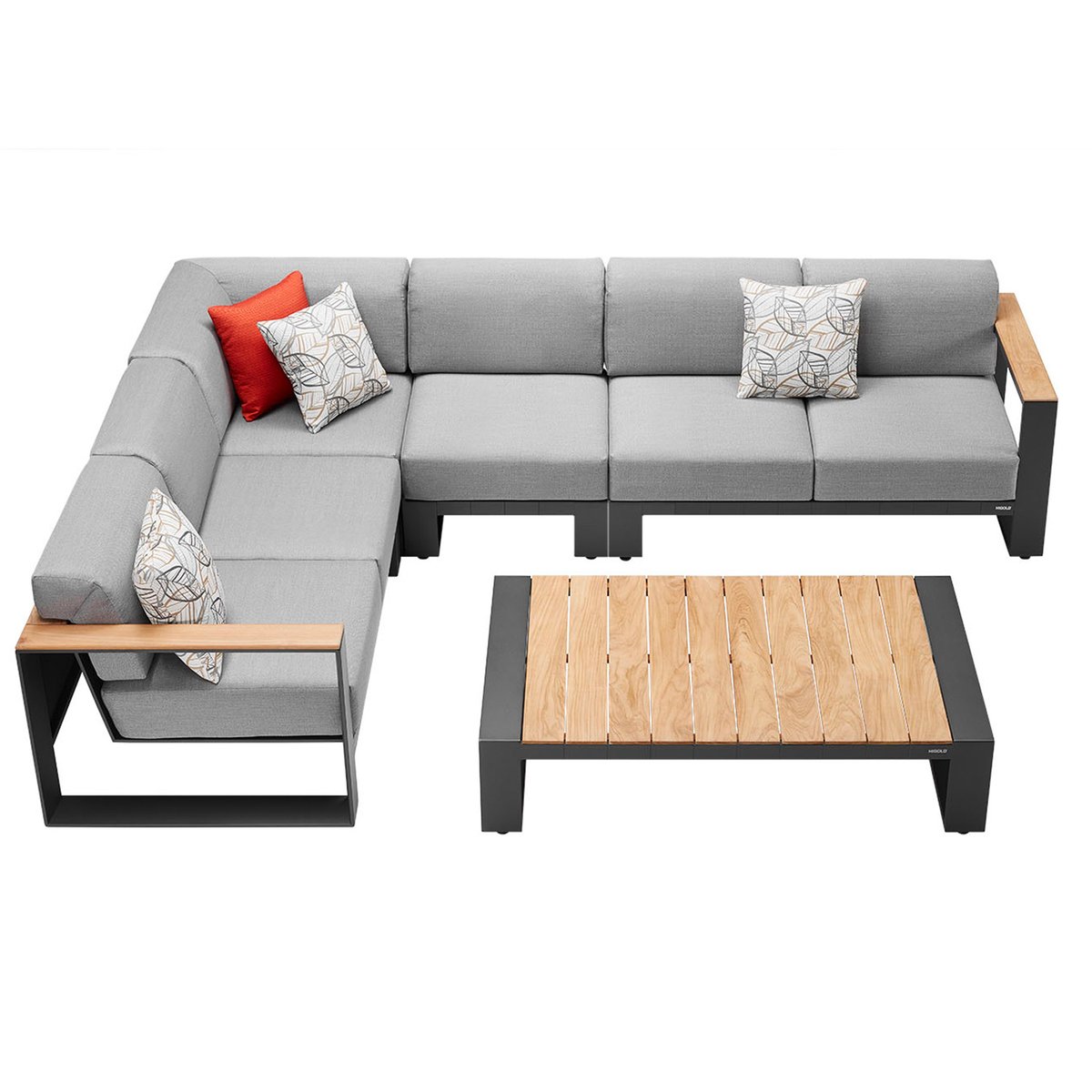 Salon de jardin d'angle en aluminium, SOFY gris anthracite, AU JARDIN DE CHLOÉ