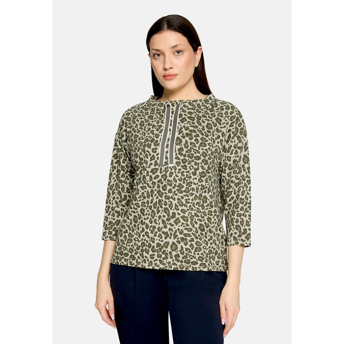 Sweat-shirt à col kaki/kaki, BETTY BARCLAY