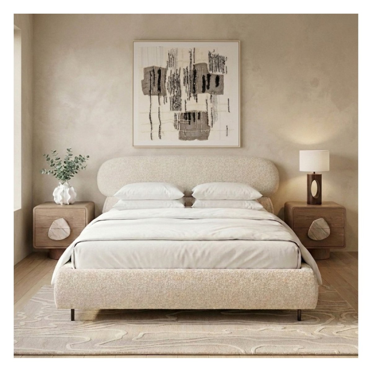 Cadre de lit en polyester tressé, NOEL beige, KARE DESIGN