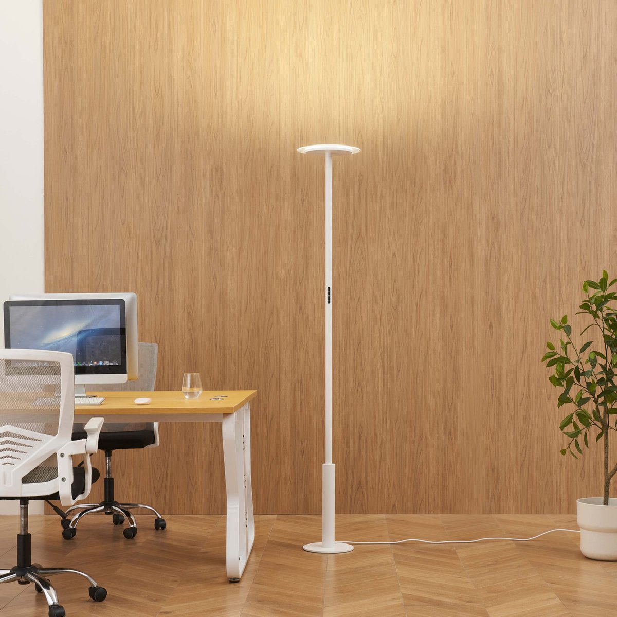 Lampadaire LED fin et stable - LELIA blanc, KOSILUM