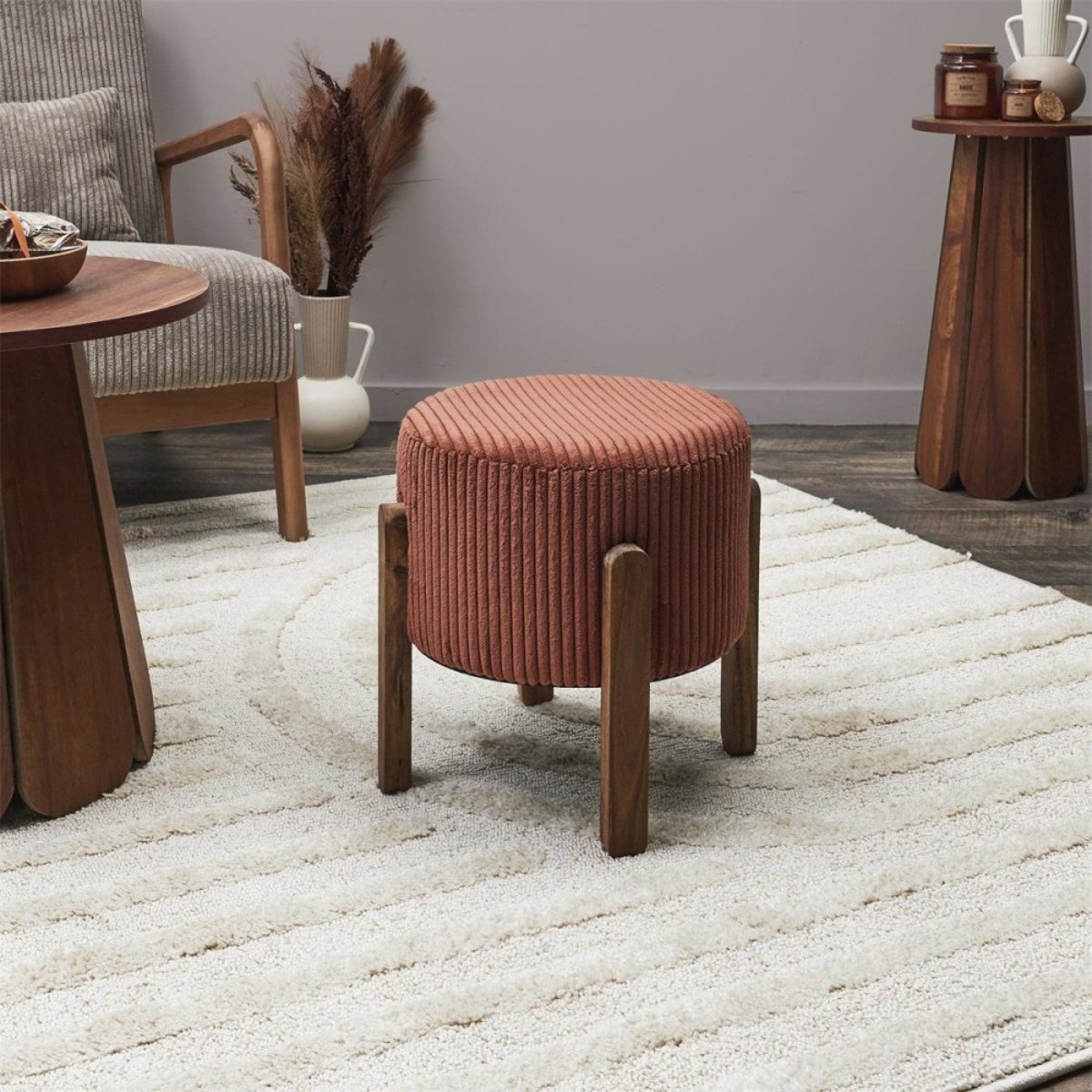 Tabouret côtelé SCOTT terracotta terracotta, DECORATIE