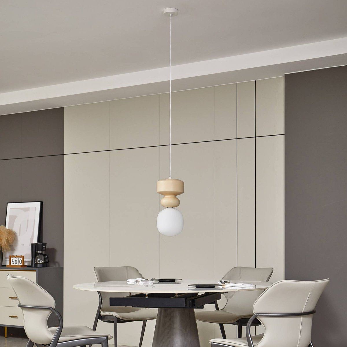 Suspension en céramique scandinave, Fidelo blanc, jaune (pantone 13-1308txc), LUCANDE
