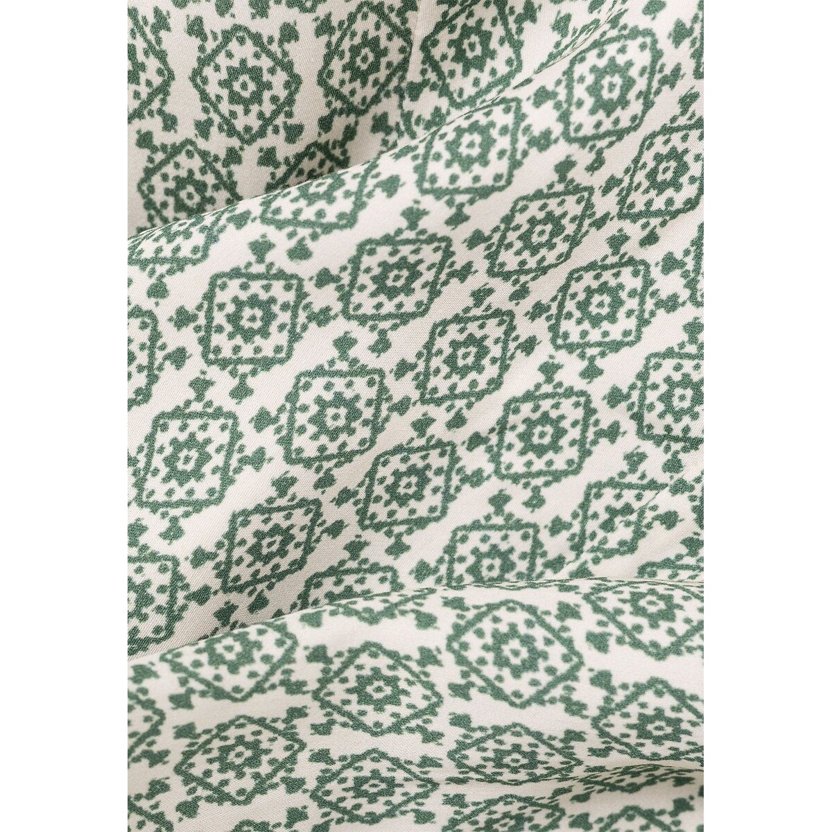 Robe courte fluide col V, imprimée manches courtes imprimé vert, IKKS
