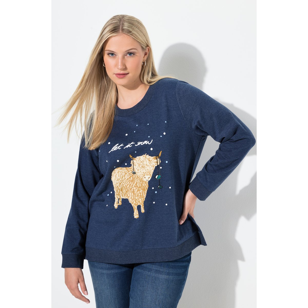 Sweat-shirt à paillettes Let ot Snow bleu encre, ULLA POPKEN