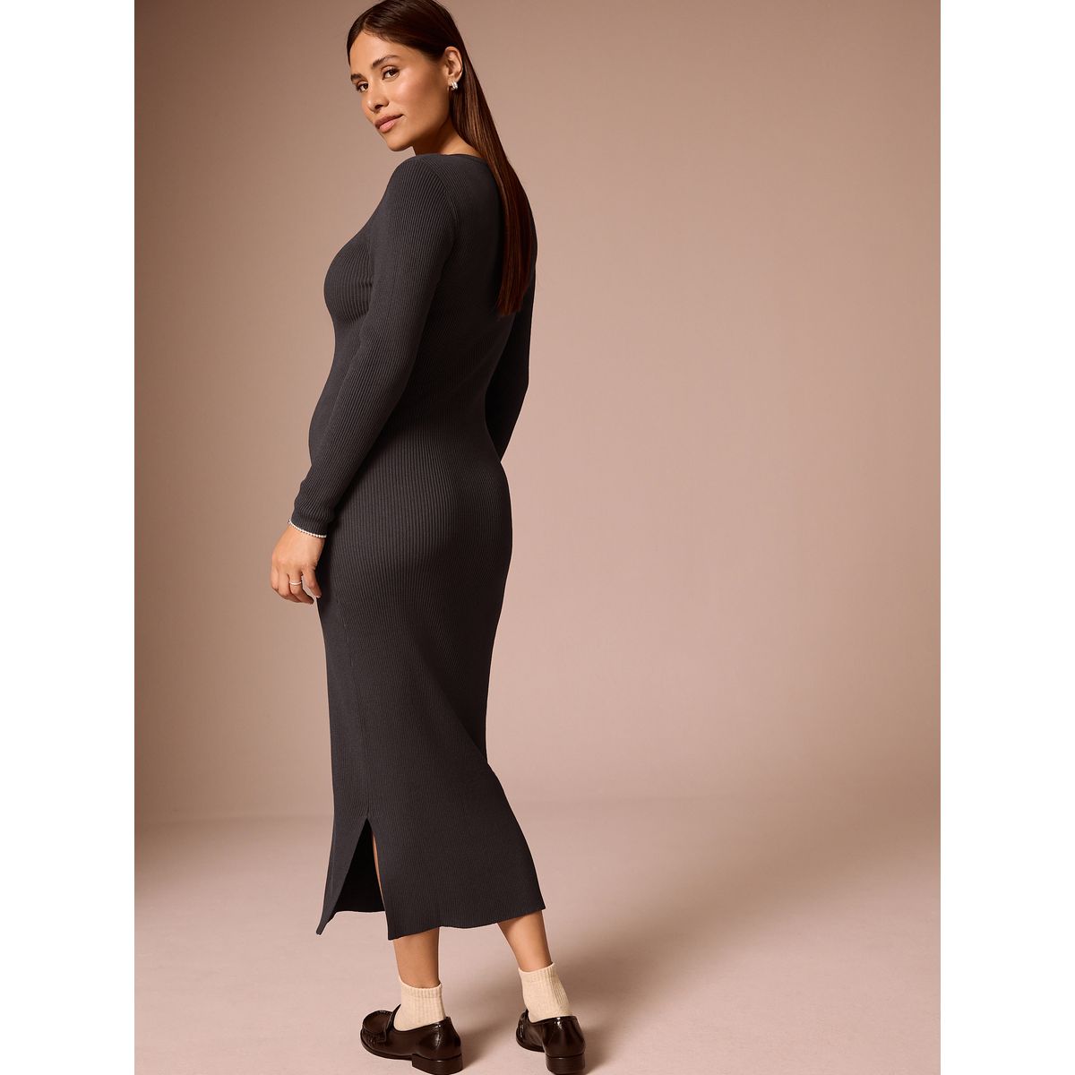 Robe en maille à manches longues maternité gris anthracite, NEXT