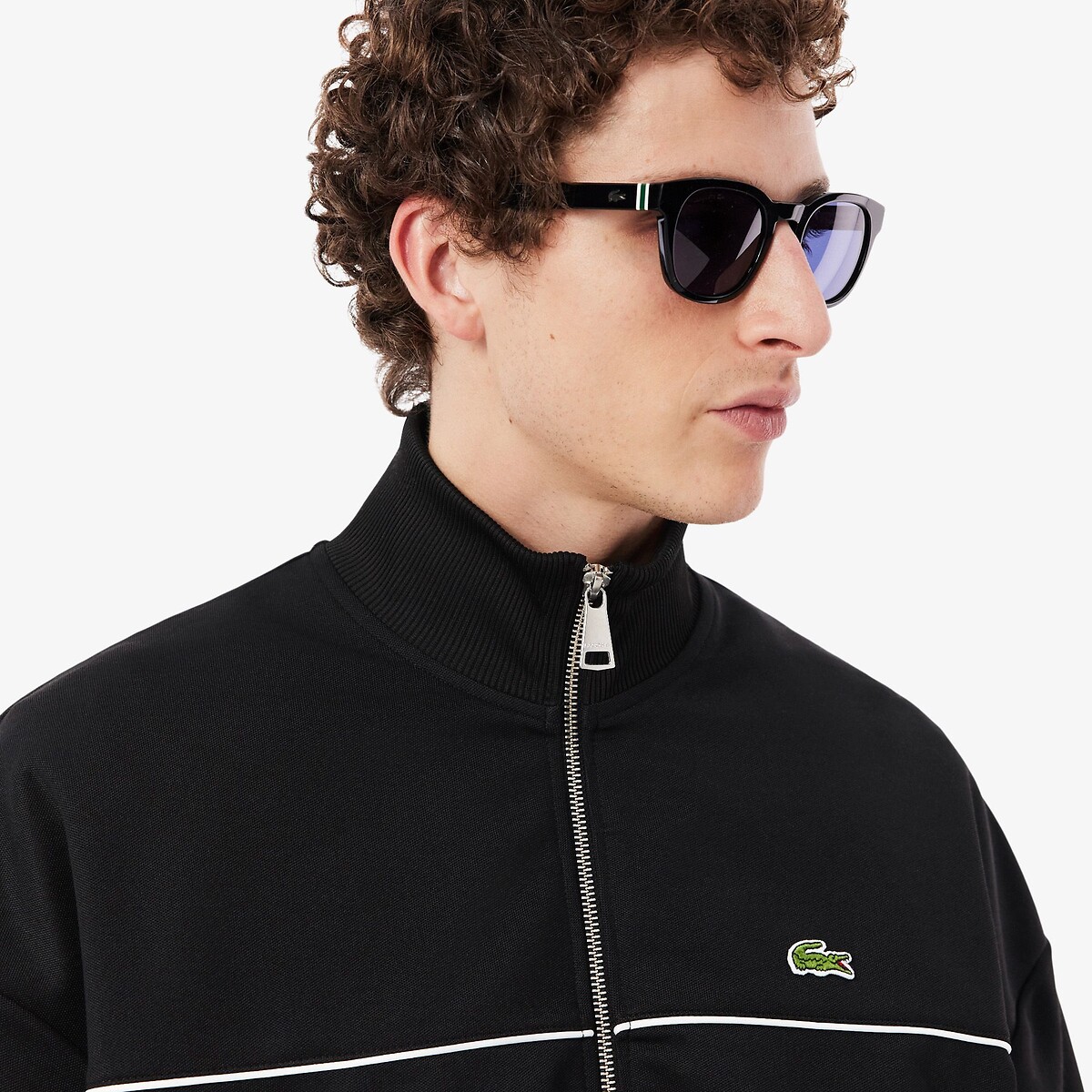 Pique Zip-Up Track Top black, LACOSTE