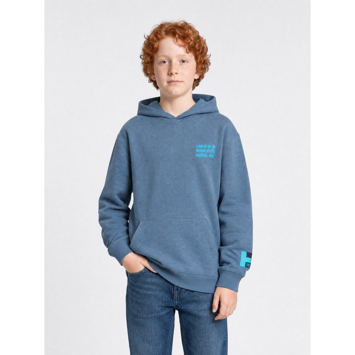 Sweat à capuche imprimé forgepark bleu storm blue, PETROL INDUSTRIES