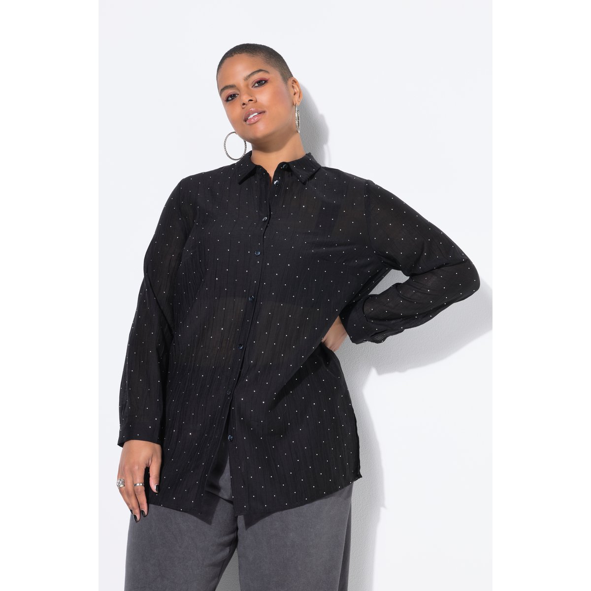 Chemisier à strass scintillants. Coupe Boxy noir, STUDIO UNTOLD