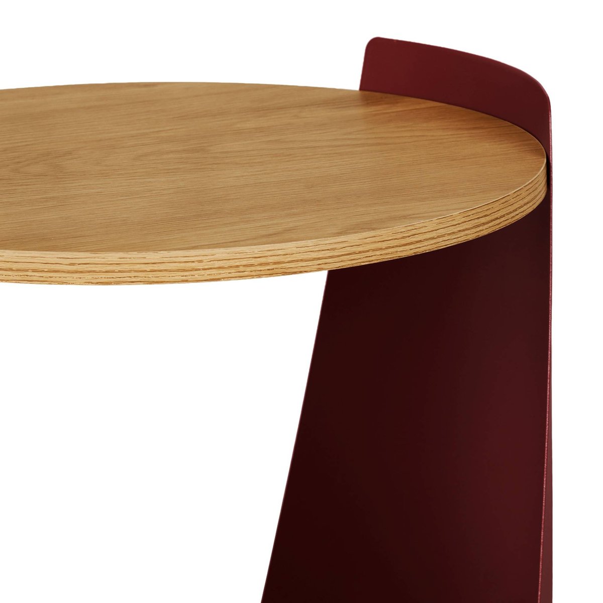 Table d'appoint, table de chevet métal courbé et décor bois avec roulettes MOLTO rouge, SWEEEK