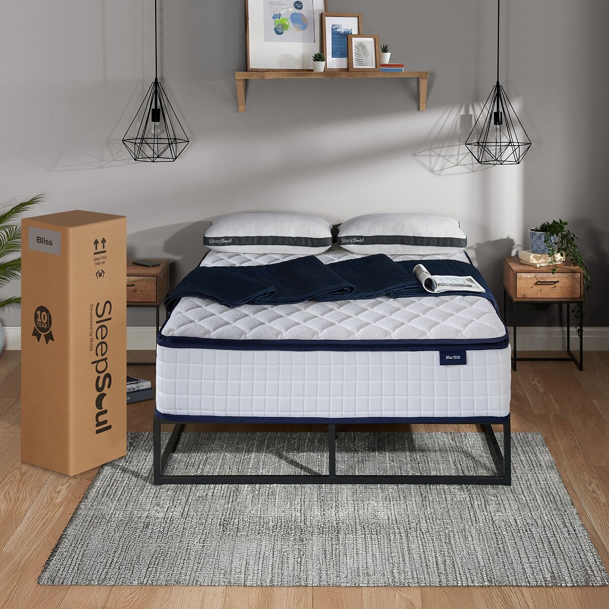 SleepSoul Bliss 1500 Pocket Hybrid Pillowtop Mattress white, SLEEPSOUL