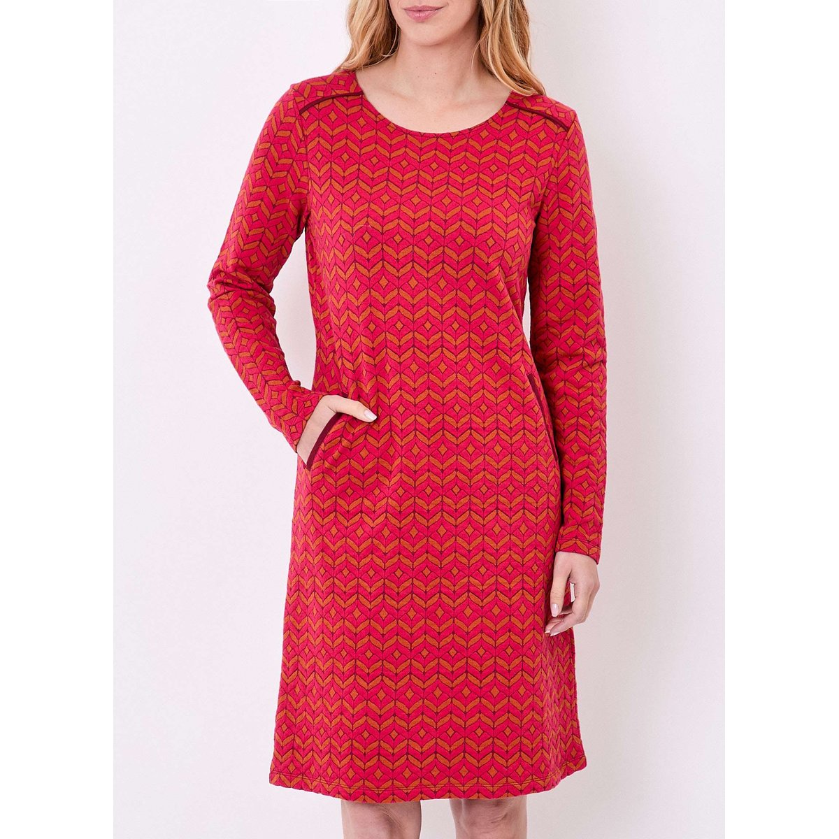 Robe courte maille jacquard PADMA rouge grenade, LA FIANCÉE