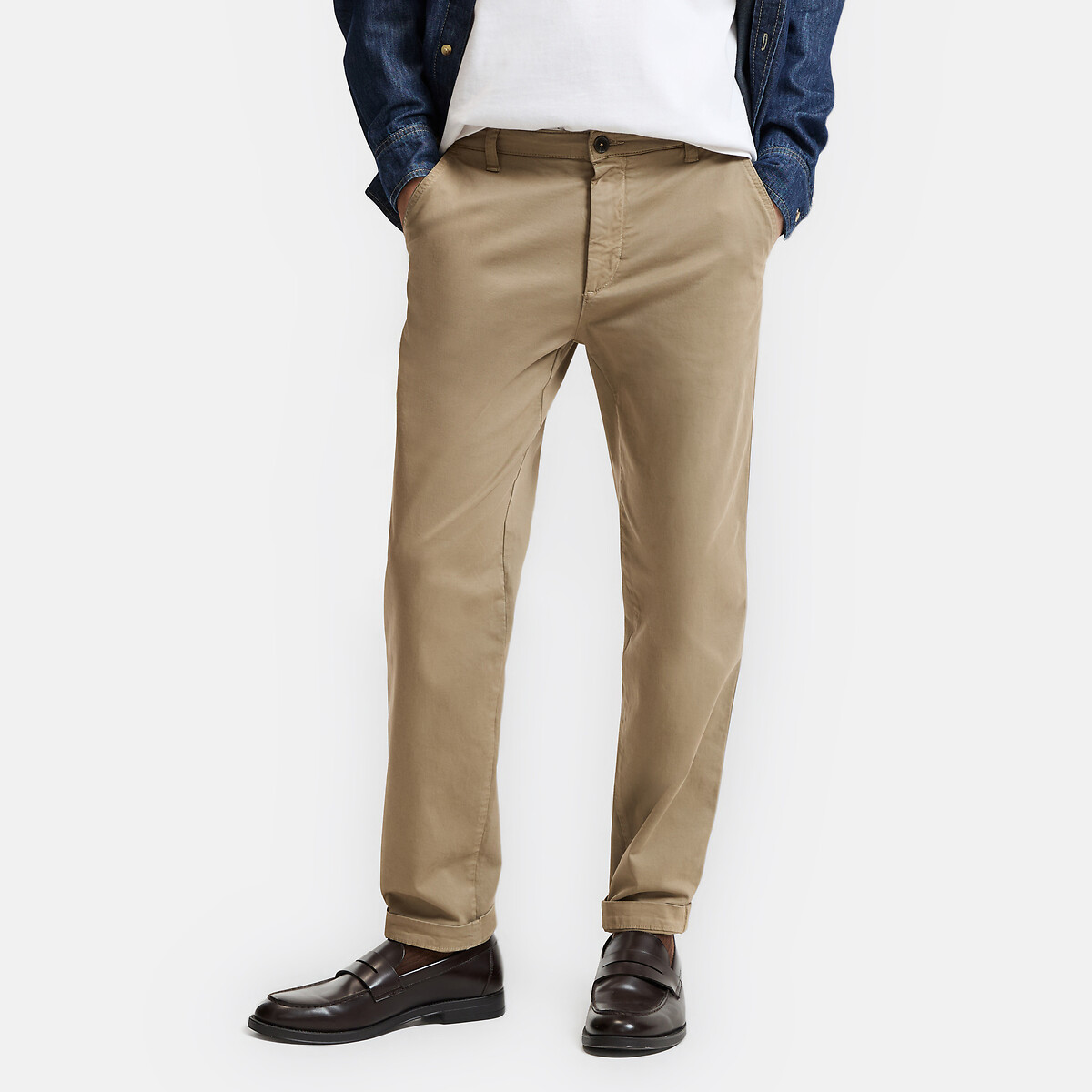 Pantalon chino, coupe large beige, LA REDOUTE COLLECTIONS