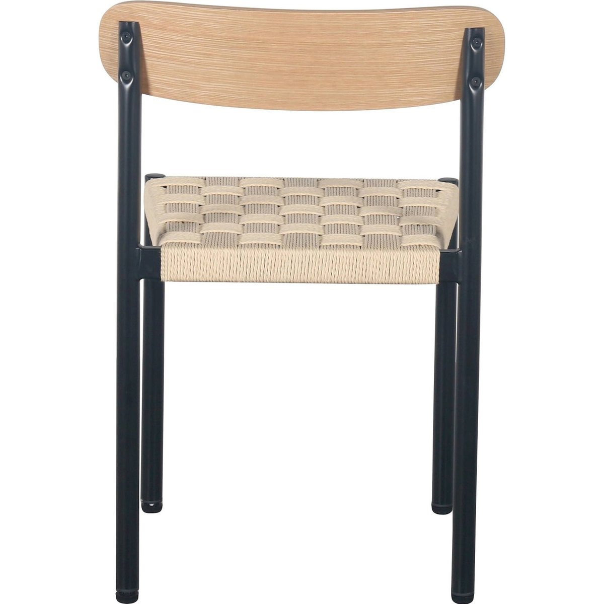 Chaise assise tressée collection HUMALPA chêne naturel et beige avec structure noire, RECOLLECTION