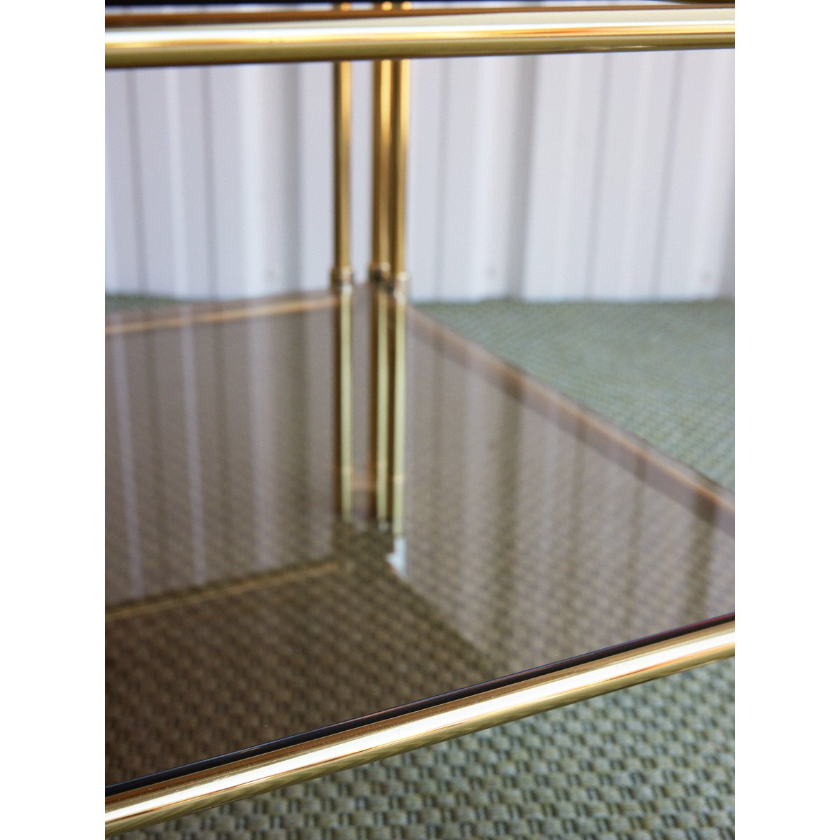 Table basse Hollywood Regency en verre fumé Donna N°1589 - Bon état fumé, DEBONGOUT