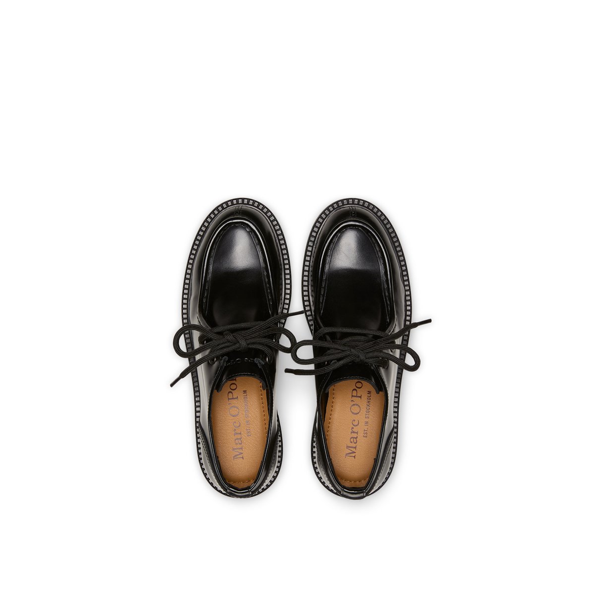 Chaussures derby à lacets, modèle Perla en cuir de veau de première qualité noir, MARC O'POLO