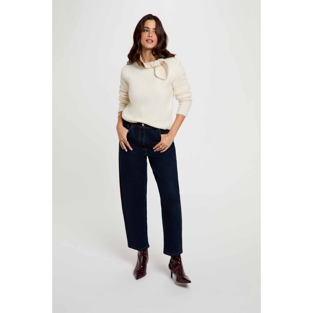 Pull manches longues ivoire, MORGAN