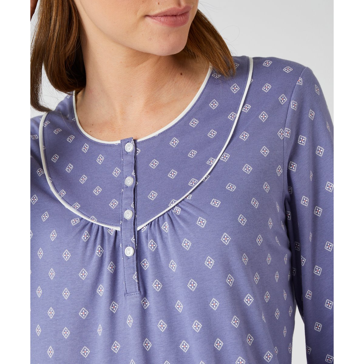 Chemises de nuit jersey pur coton peigné - Lot de 2 multicolore lot bleu, DAMART