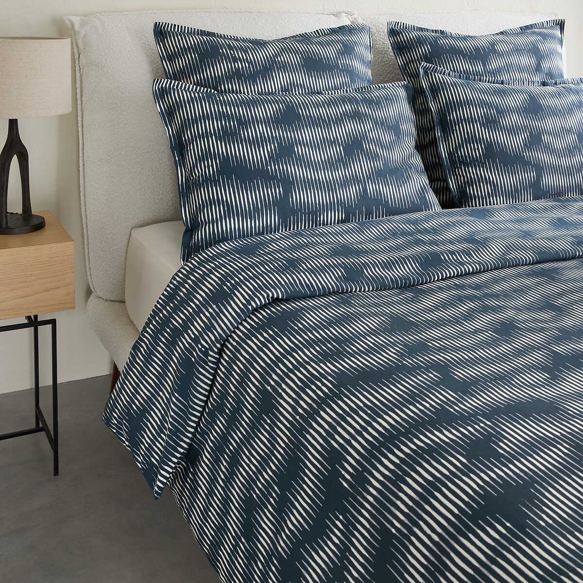 Housse de couette en satin de coton lavé, VITTORE bleu nuit, AM.PM