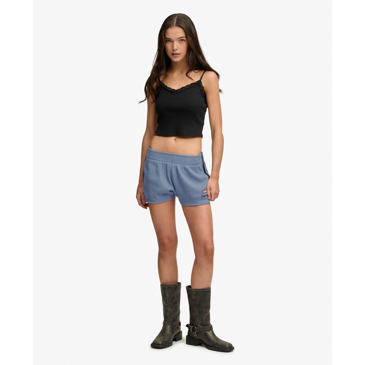 Short rétro gaufré Athletic Essentials bleu marée, SUPERDRY