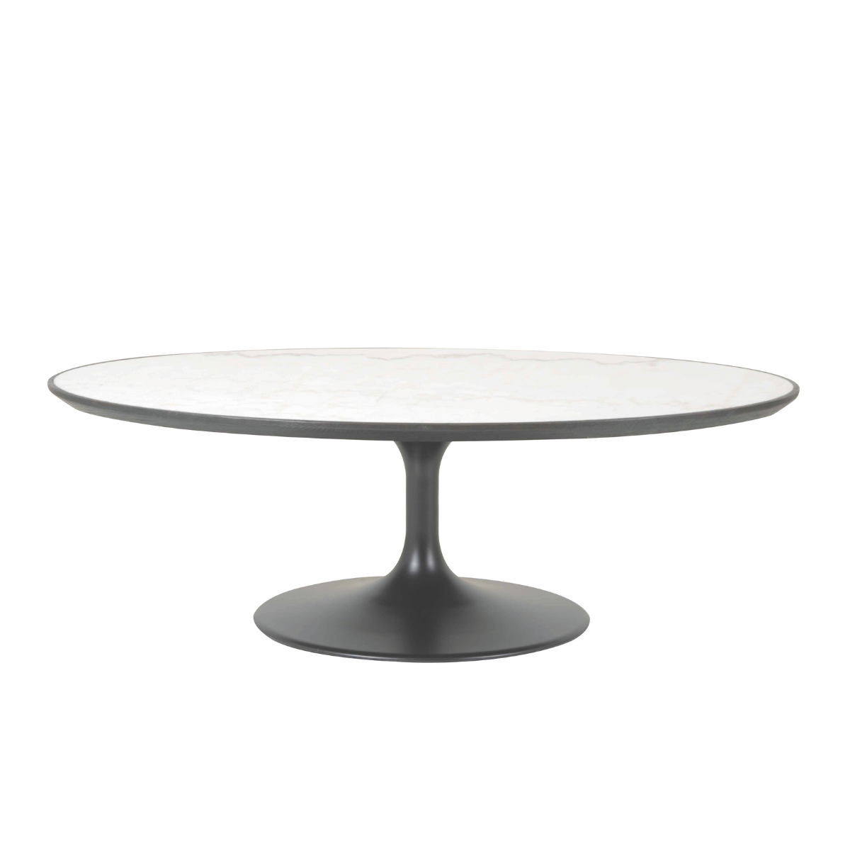 Table basse ovale en marbre blanc TULIPE blanc, SIGNATURE