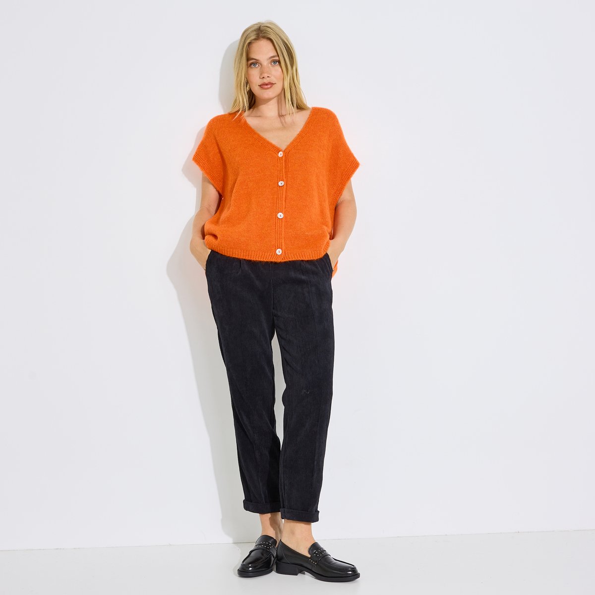 Pantalon chino velours à revers noir, GRAIN DE MALICE