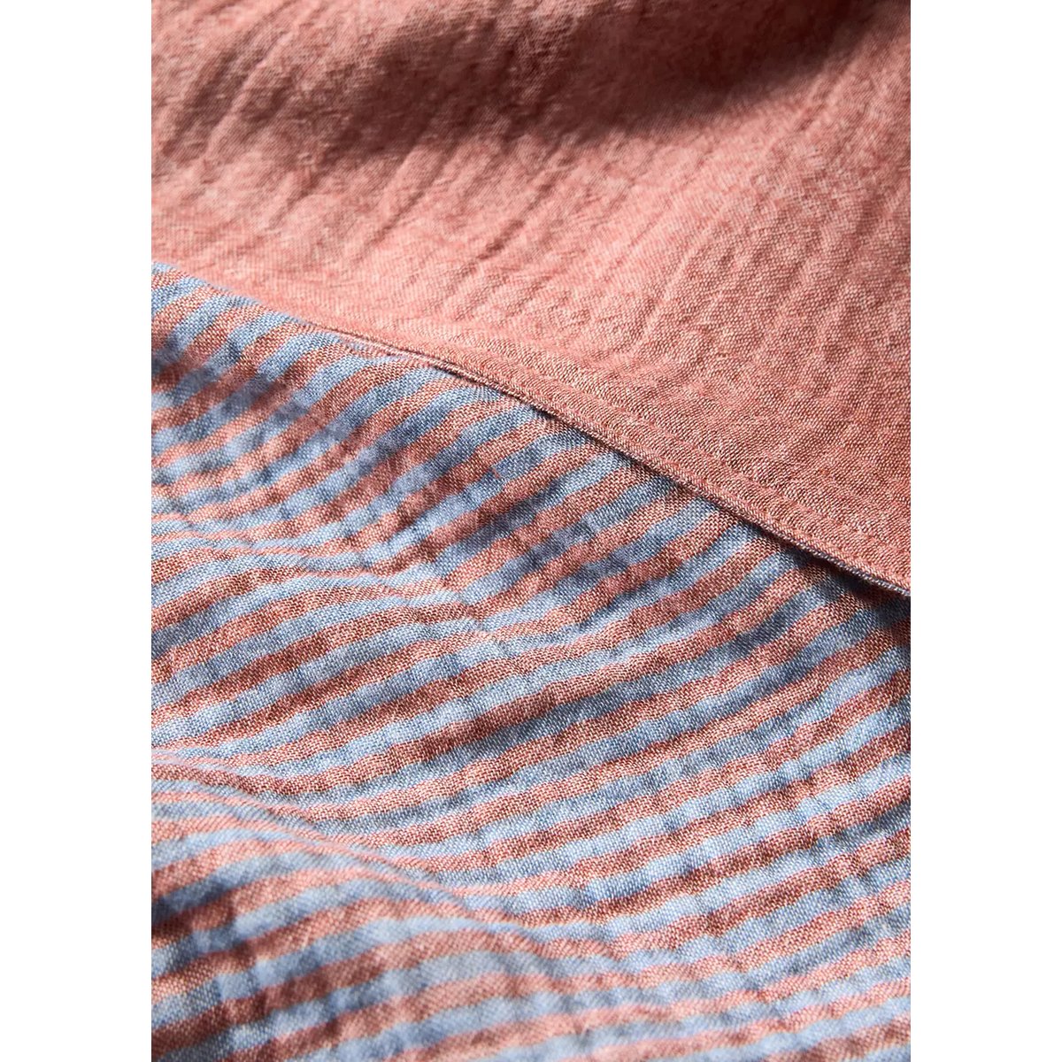Housse de couette 100 % coton rayures Lit 150/160 cm rose géranium, MANGO HOME