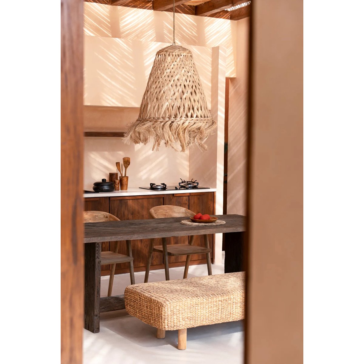 Suspension en herbe d’abaca JELLY FISH beige, BAZAR BIZAR