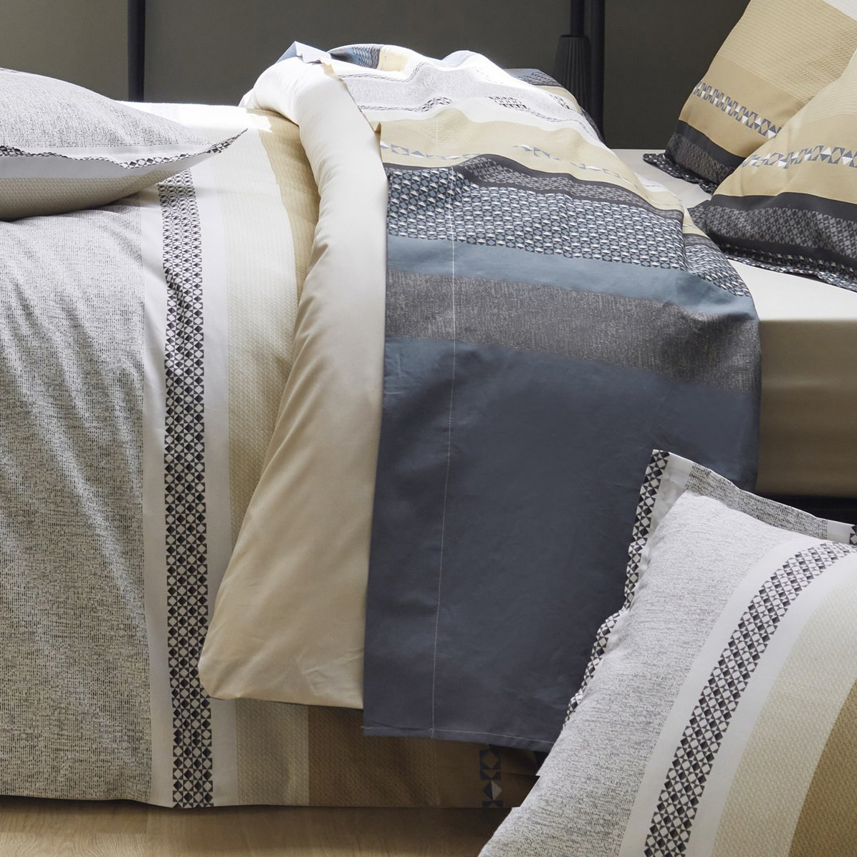 Parure de lit percale MARLOW gris, TRADILINGE