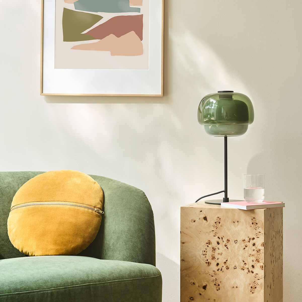 Tischlampe aus farbigem Glas, KINOKO grün, LA REDOUTE INTERIEURS