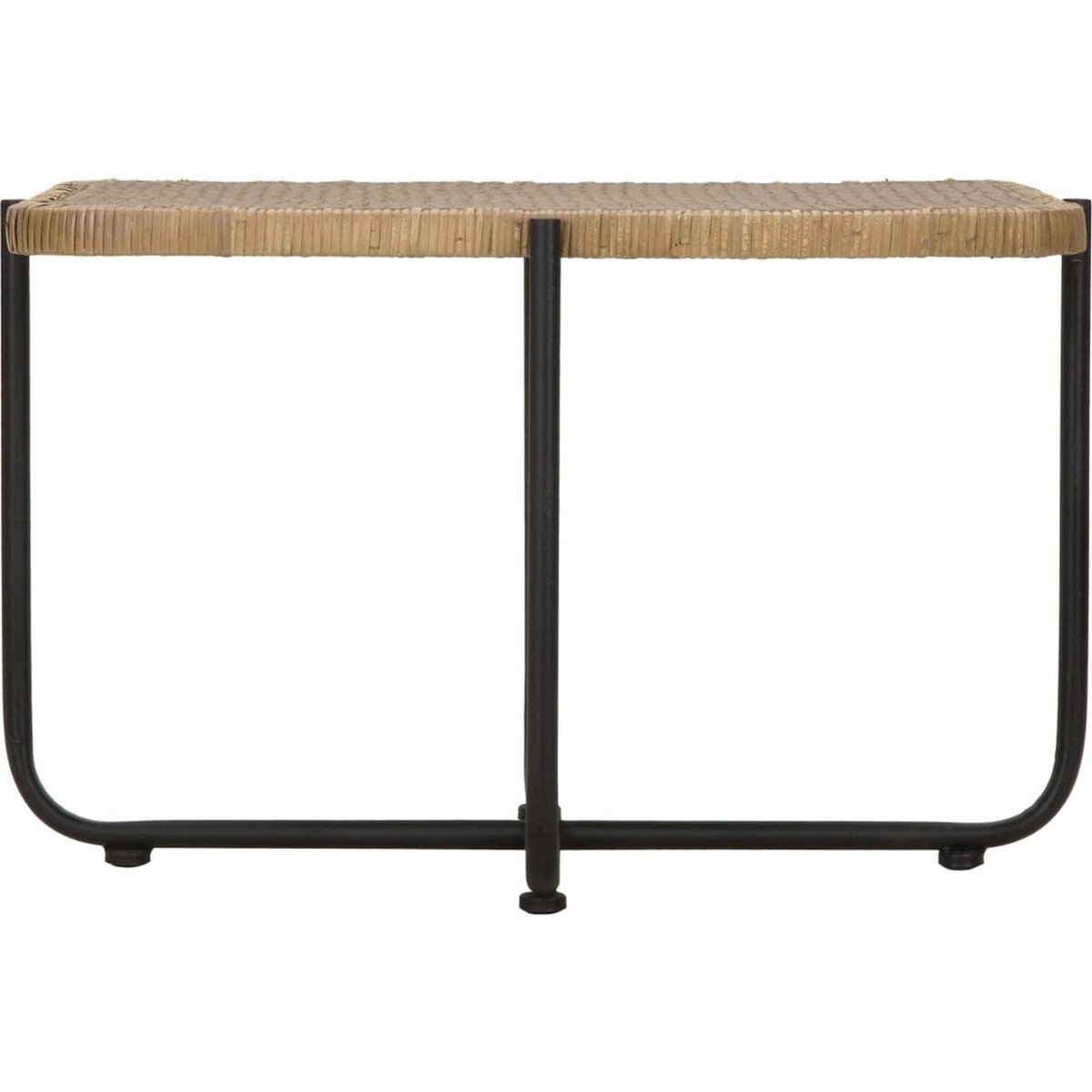 Table basse rotin tressé structure métal BOHO CHIC rotin naturel et noir, RECOLLECTION