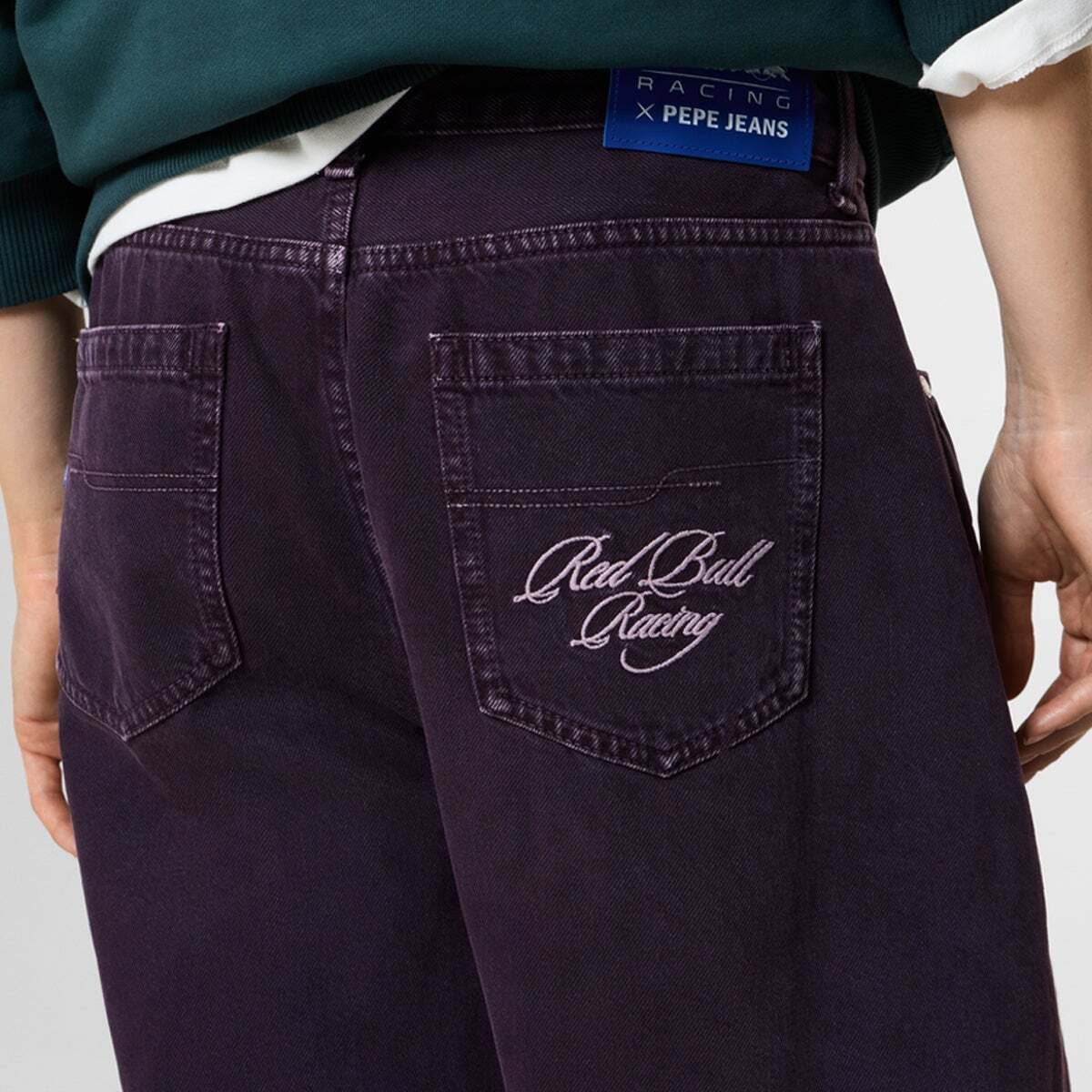 Jean Coupe Large Effet Ballon rouge bourgogne, PEPE JEANS