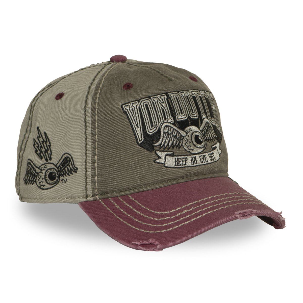 Casquette baseball RETRO gris foncé/gris clair/bordeaux/noir, VON DUTCH