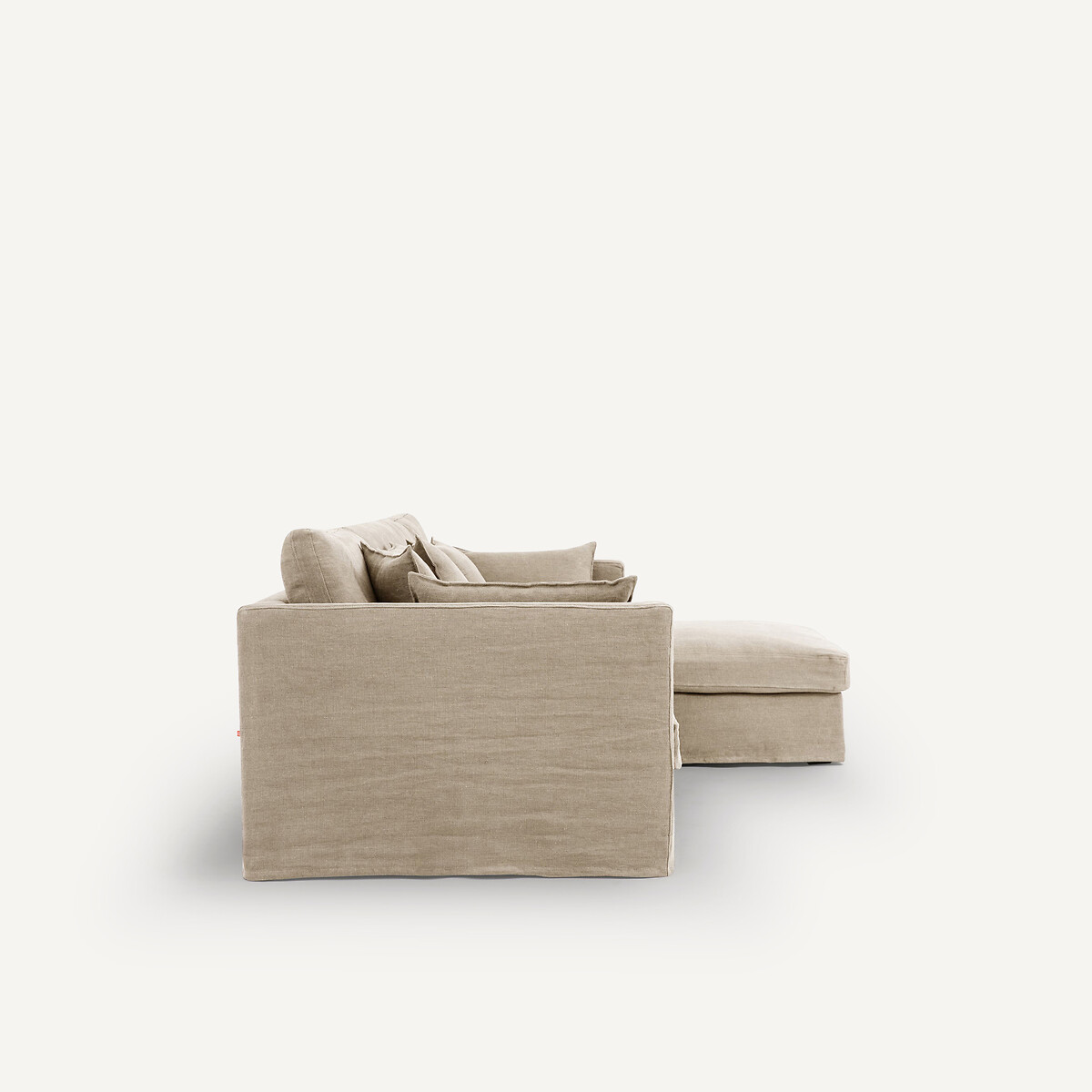 Canapé d'angle lin épais stonewashed, Néo Kinkajou naturel, AM.PM