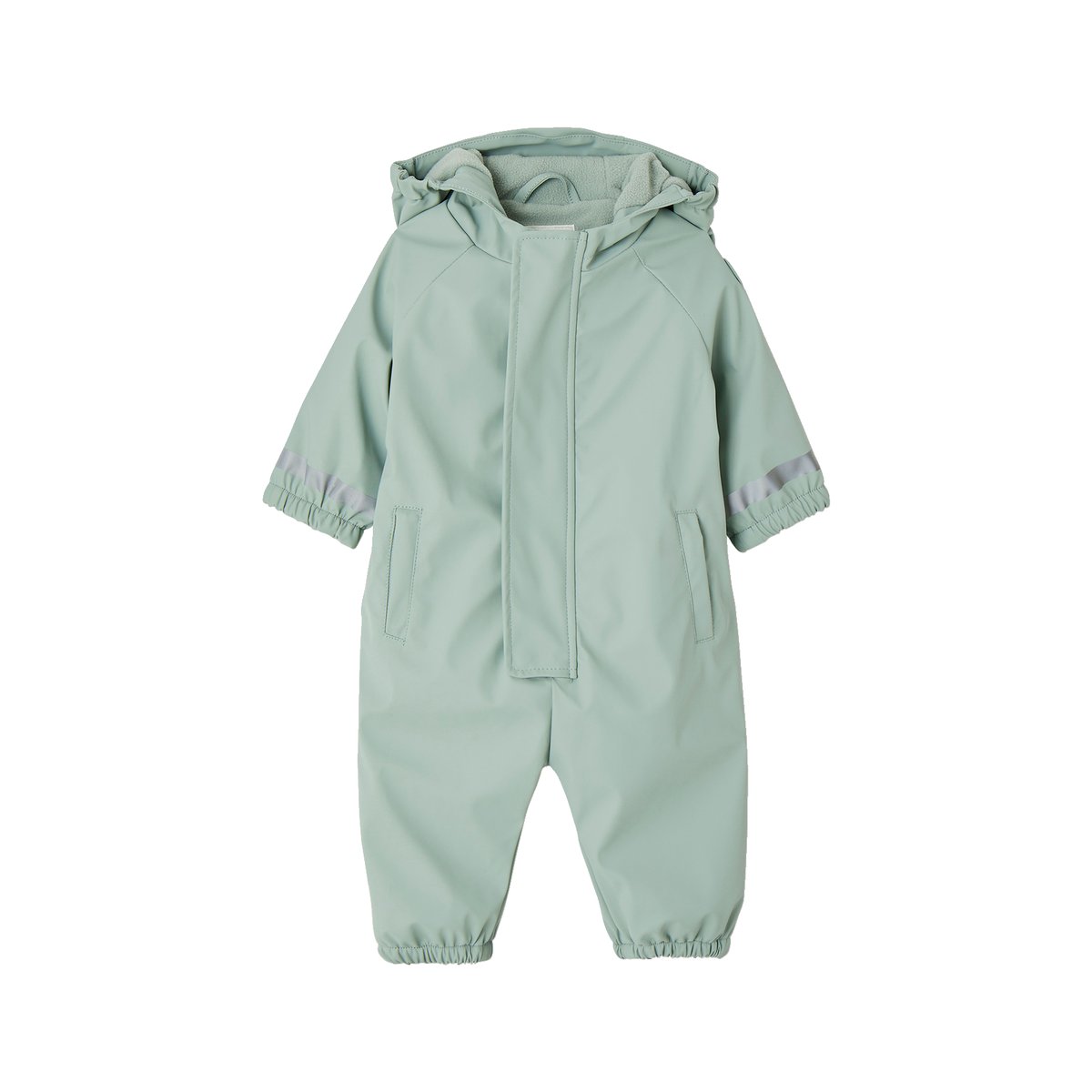 Combinaison à capuche anti-pluie bébé doublée maille polaire vert sauge, VERTBAUDET