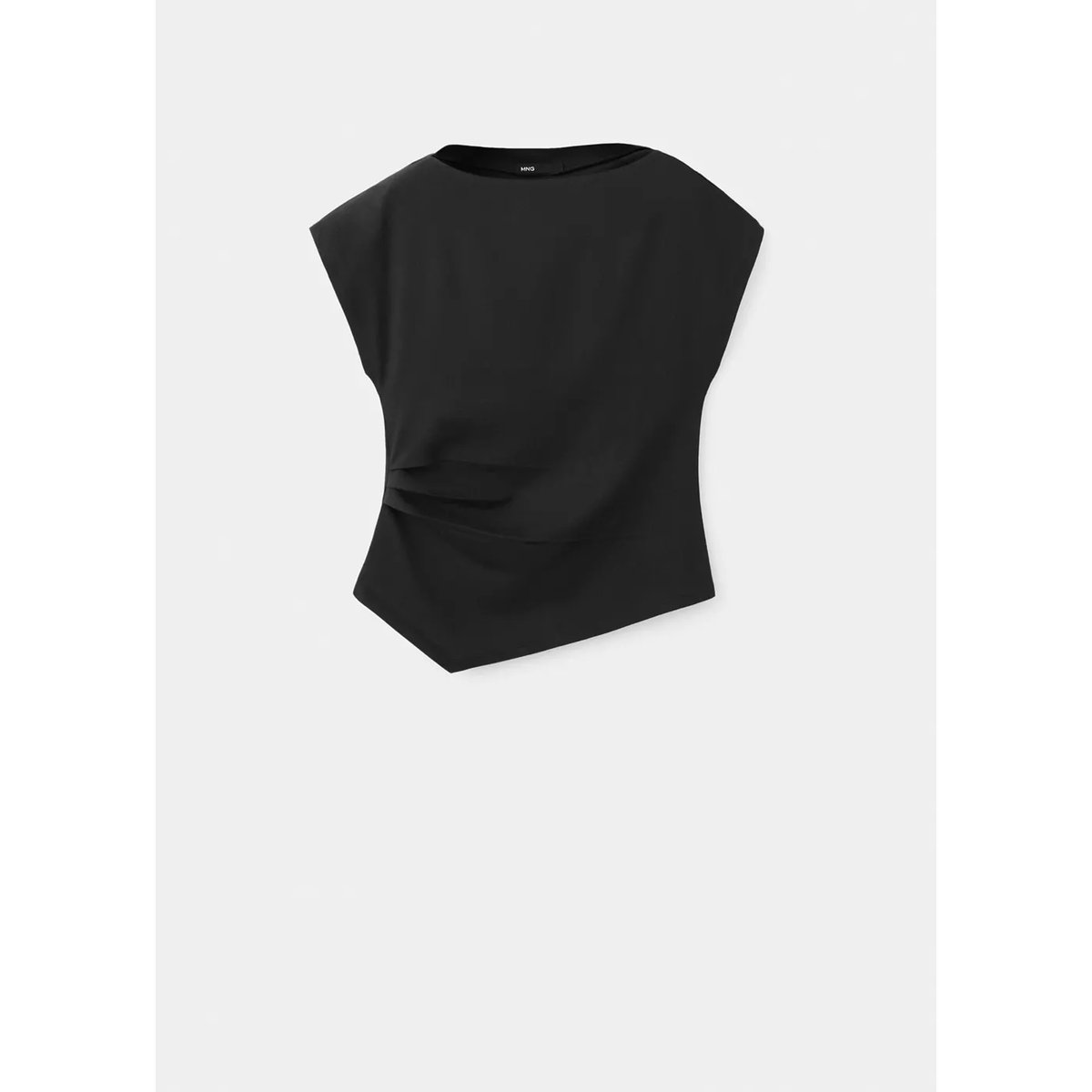 T-shirt coton bas asymétrique noir, MANGO