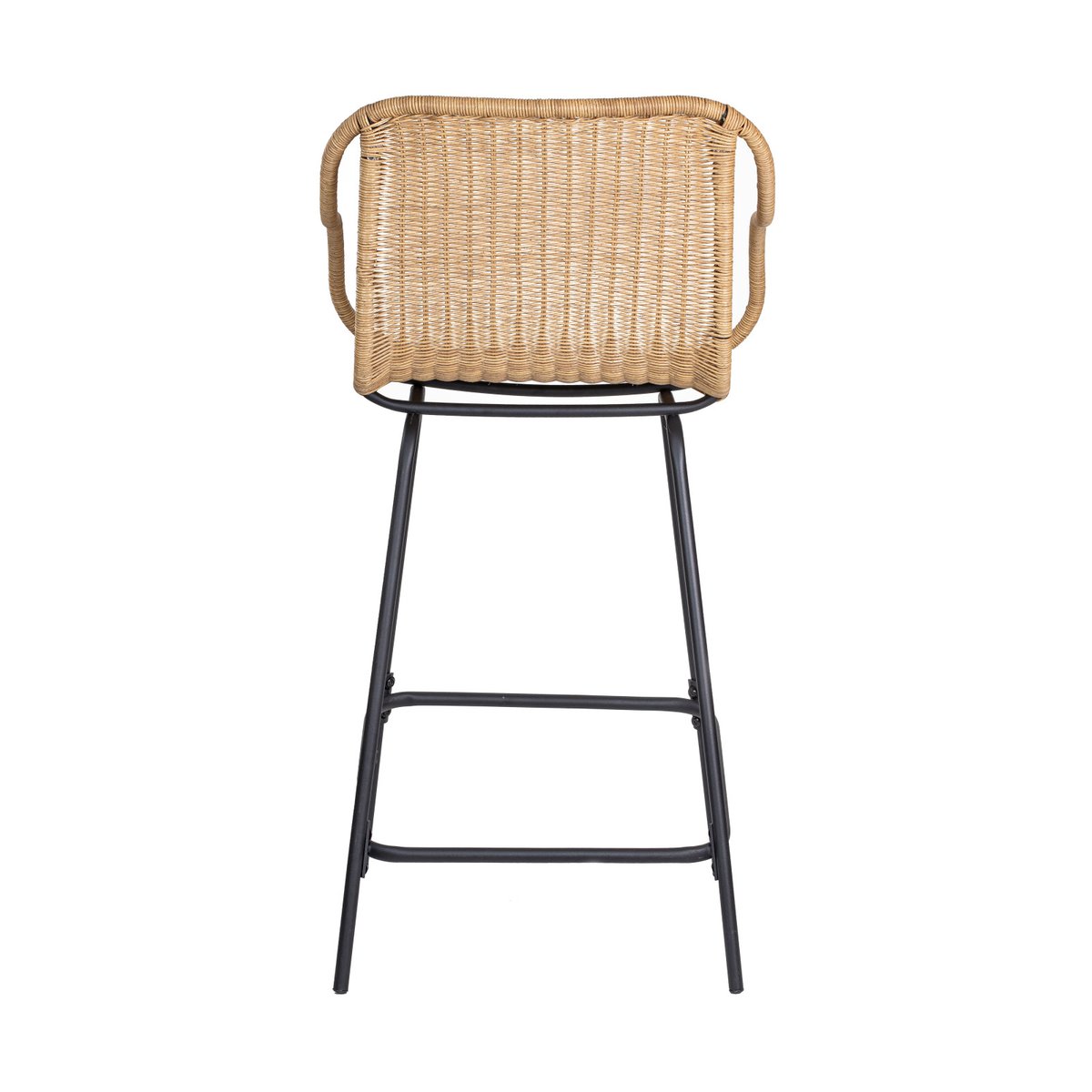 Lot de chaises d'ilot et bar en métal et assise en rotin 65cm MOOREA | Lot de 8 naturel, MOB IN